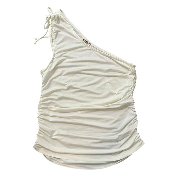 Free People Intimately white one-shoulder ruched tank top size M - Picture 11 of 11